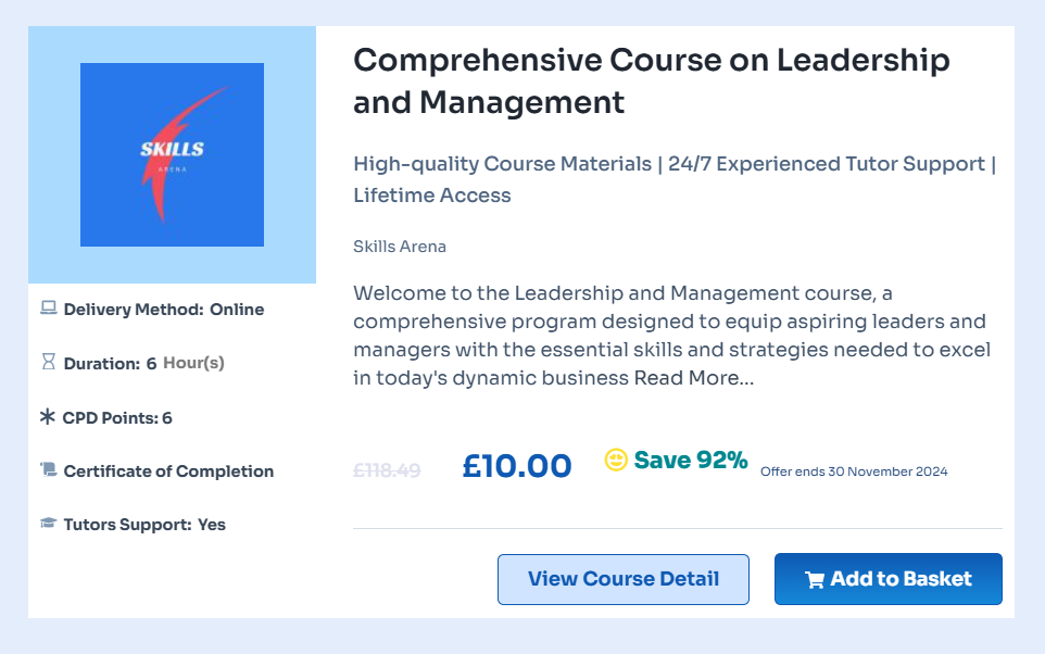 Leadership and Management course