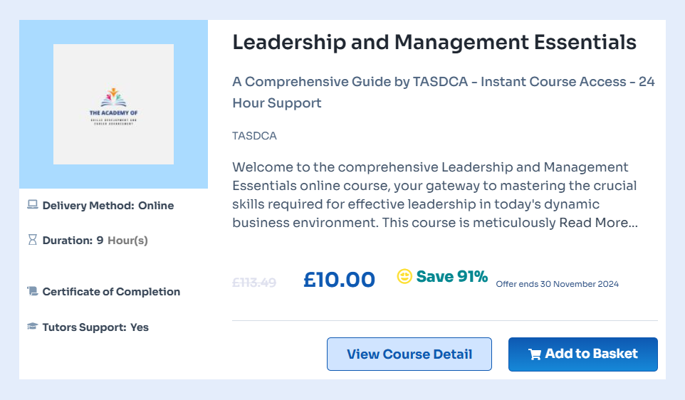 leadership and management courses