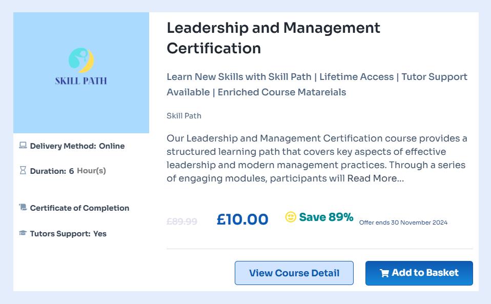 leadership and management courses